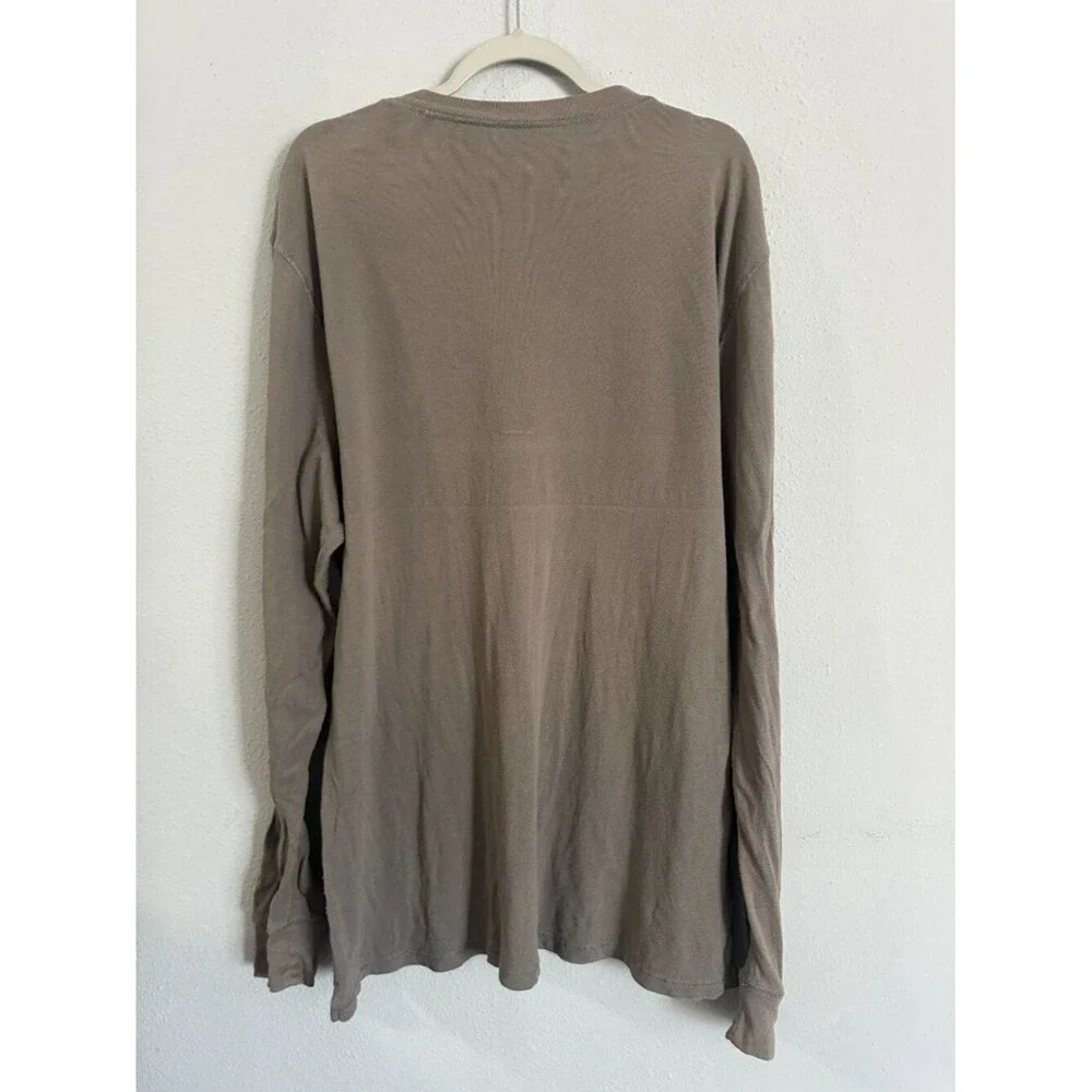 True Religion Men’s XXL Taupe Long Sleeve Henley Shirt Embroidered Logo Casual